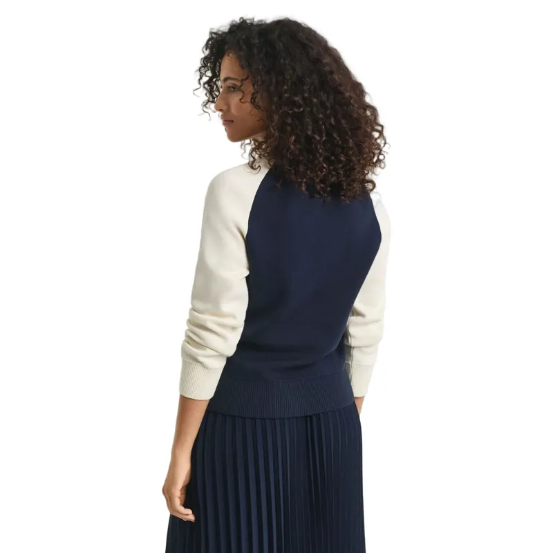 Gant Colour Blocked Cotton C-Neck in Evening Blue-3