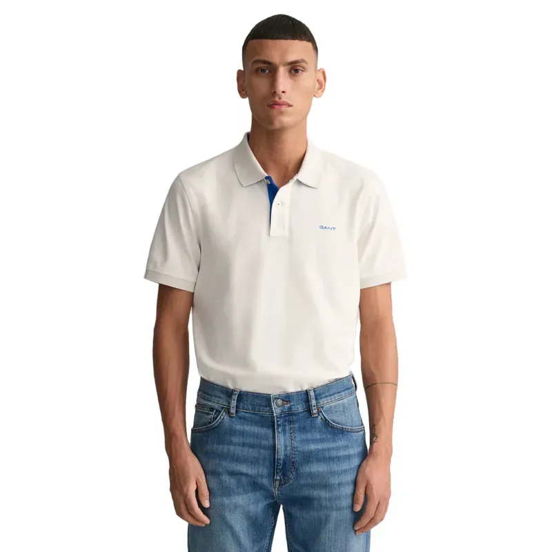 Gant Contrast Piqué Polo Shirt Eggshell-1