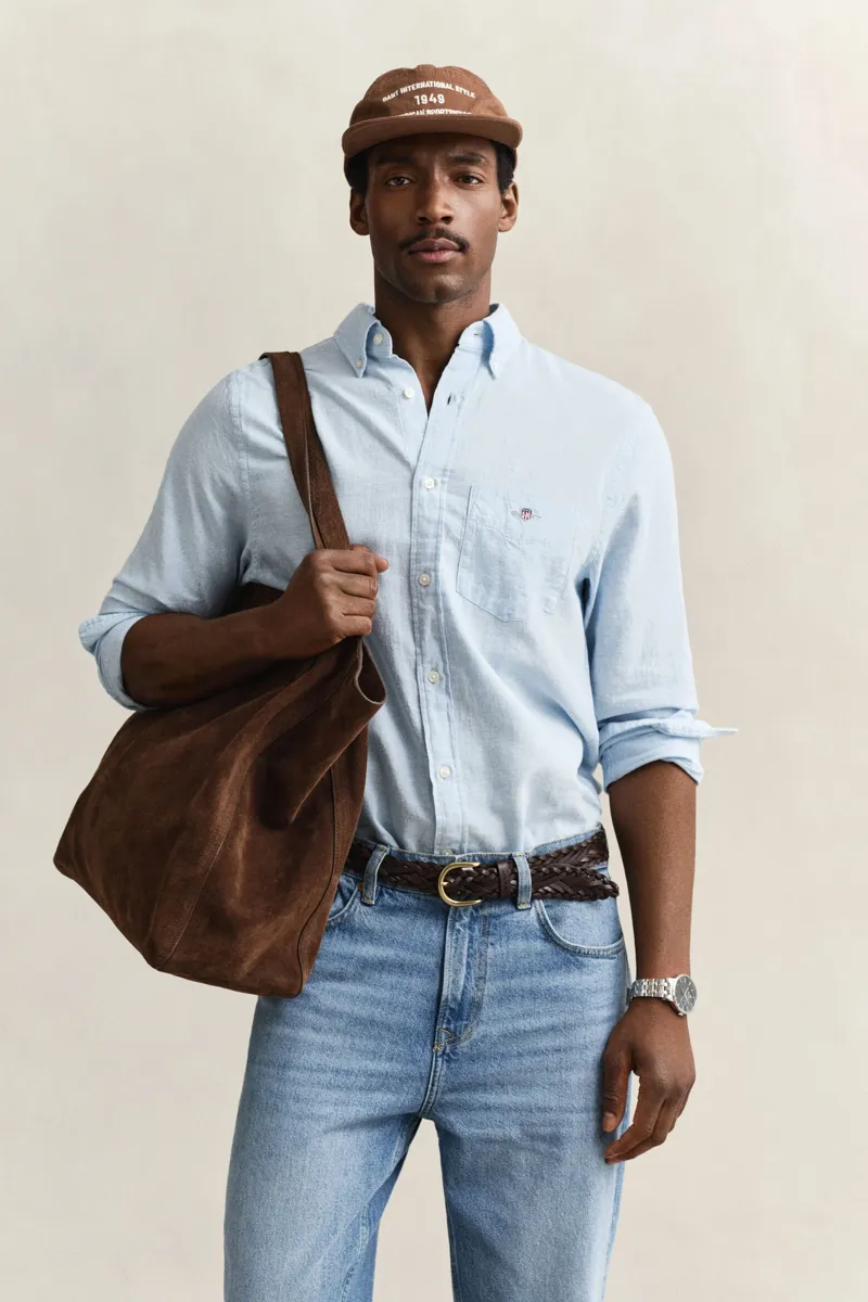 Gant Cotton Linen Shirt in Sky Blue-1