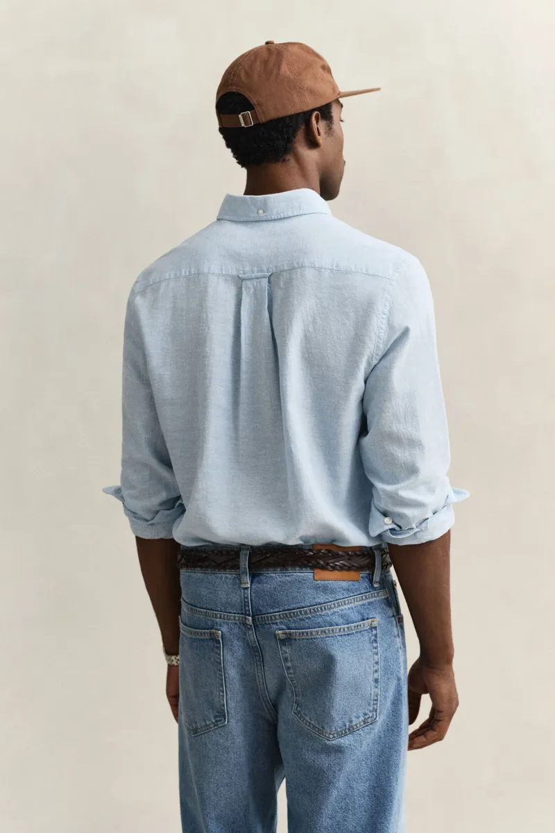 Gant Cotton Linen Shirt in Sky Blue-4