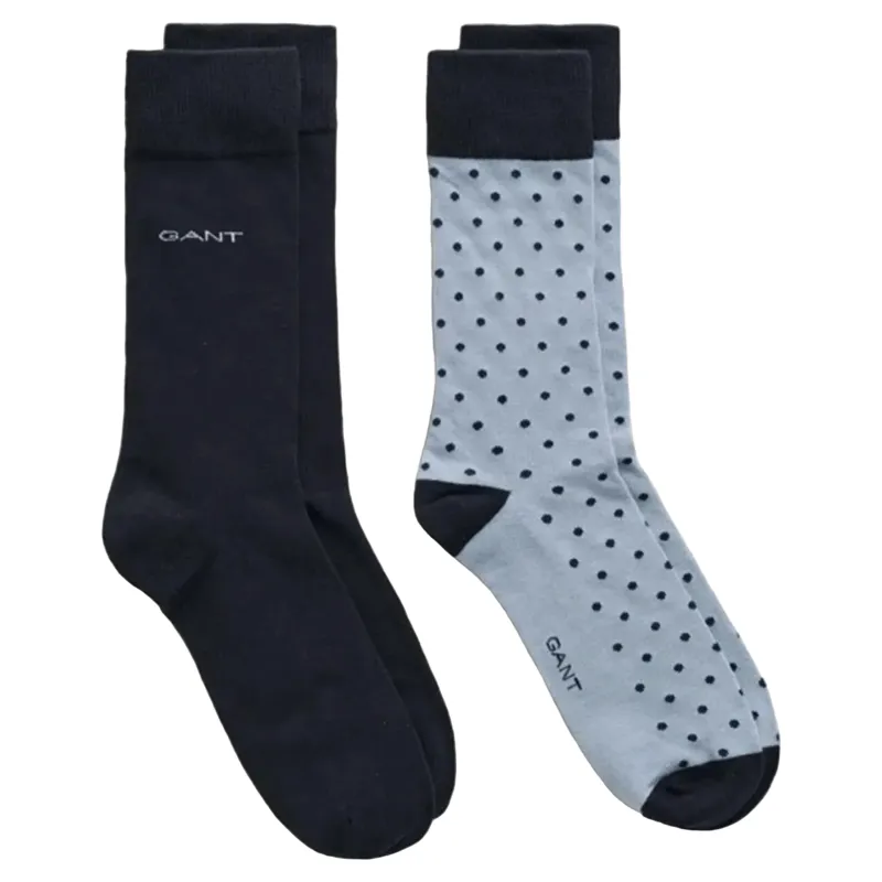 Gant Dot and Solid Socks 2pk in Dove Blue