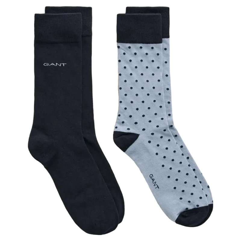 Gant Dot and Solid Socks 2pk in Dove Blue-1