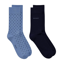 Gant Dot and Solid Socks 2pk 43-45 in Denim Blue