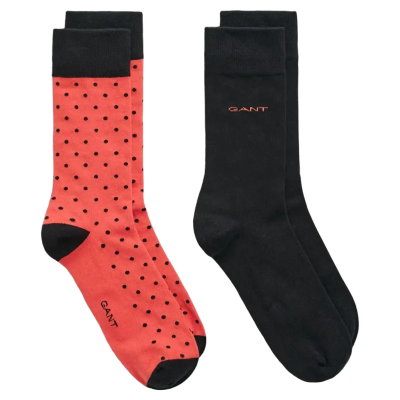 Gant Dot and Solid Socks 2pk in Sunset Pink