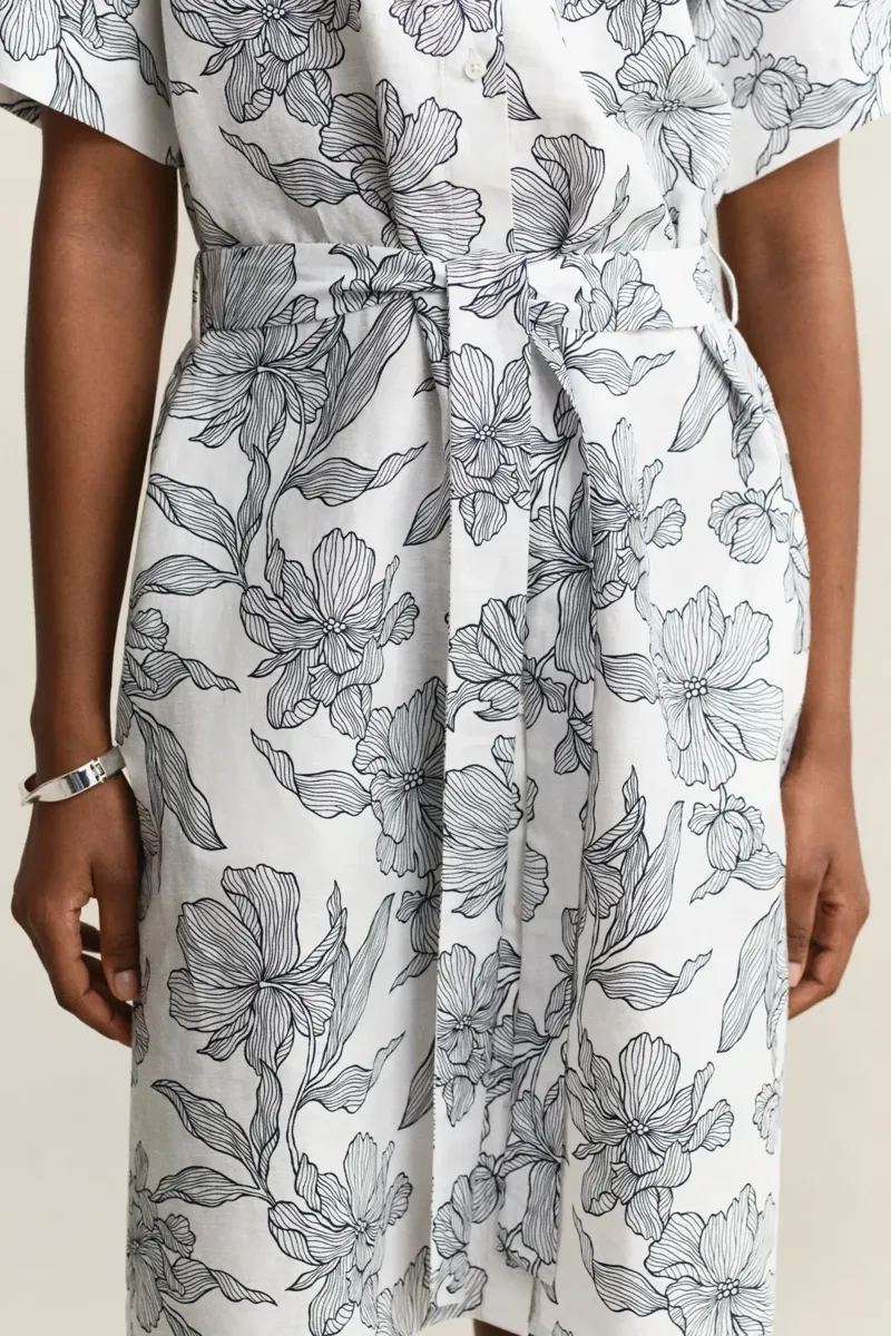 Gant Floral Print Linen SS Shirt Dress Evening Blue-3