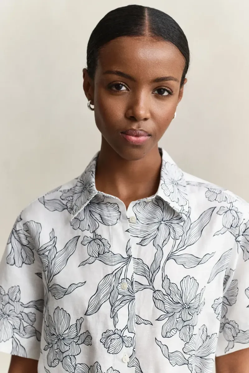 Gant Floral Print Linen SS Shirt Dress Evening Blue-5