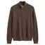 Gant Herringbone Texture Half Zip Sweater in Brown Melange