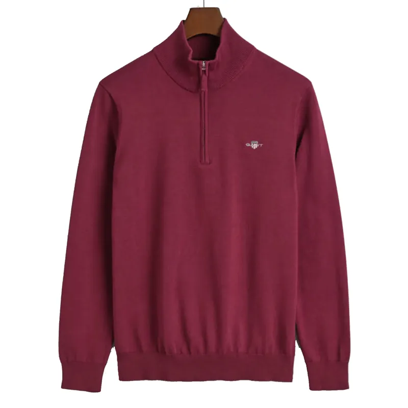 Gant Classic Cotton Half Zip Wine Red