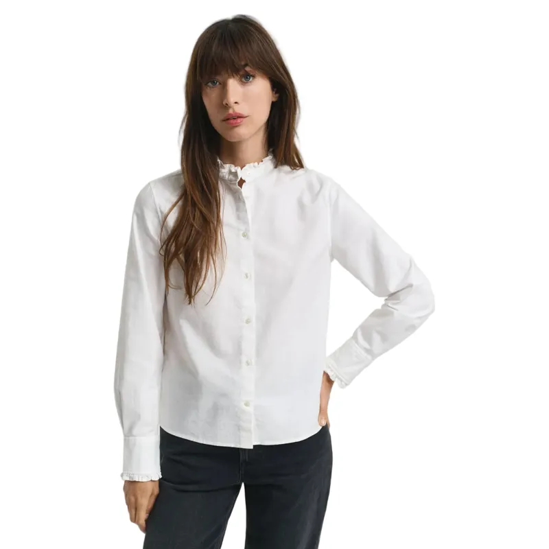 Gant Ladies Reg Classic Oxford Frill Blouse White-1