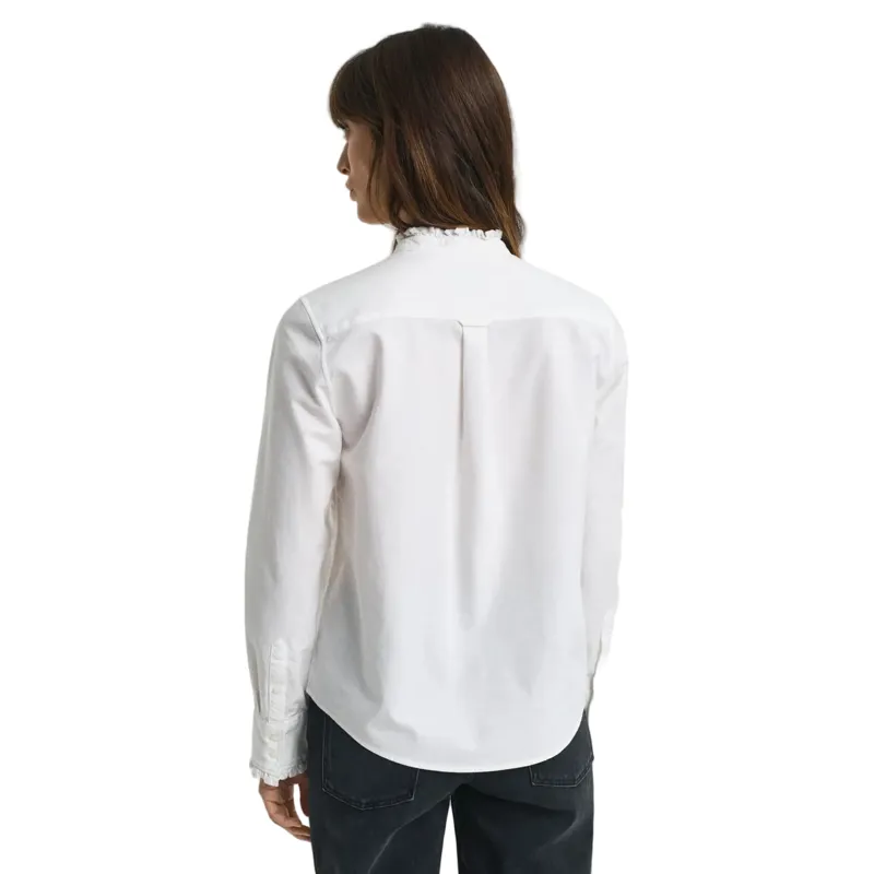 Gant Ladies Reg Classic Oxford Frill Blouse White-2