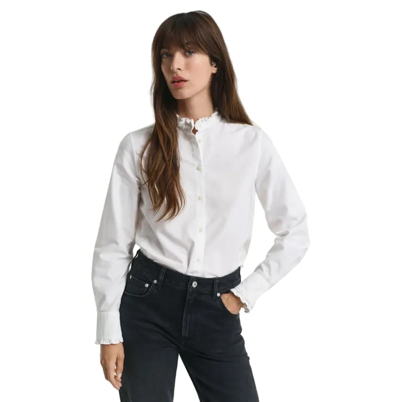 Gant Ladies Reg Classic Oxford Frill Blouse White-3