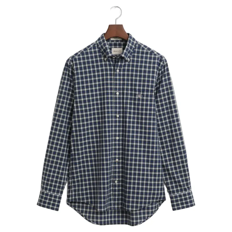 Gant Ladies Regular Fit Classic Poplin Tartan Shirt College Blue