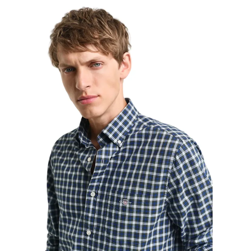 Gant Ladies Regular Fit Classic Poplin Tartan Shirt College Blue-3