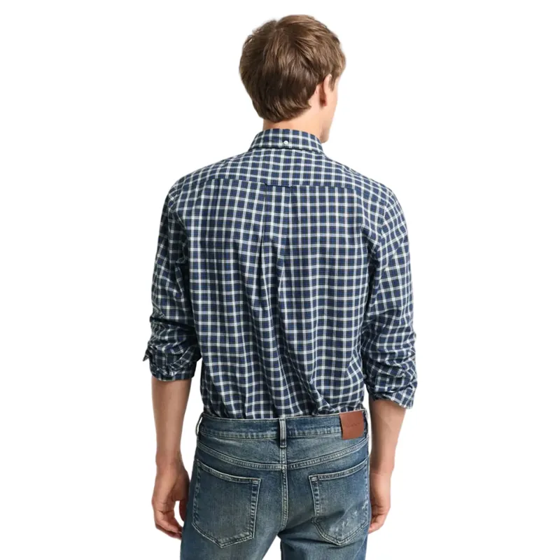 Gant Ladies Regular Fit Classic Poplin Tartan Shirt College Blue-4