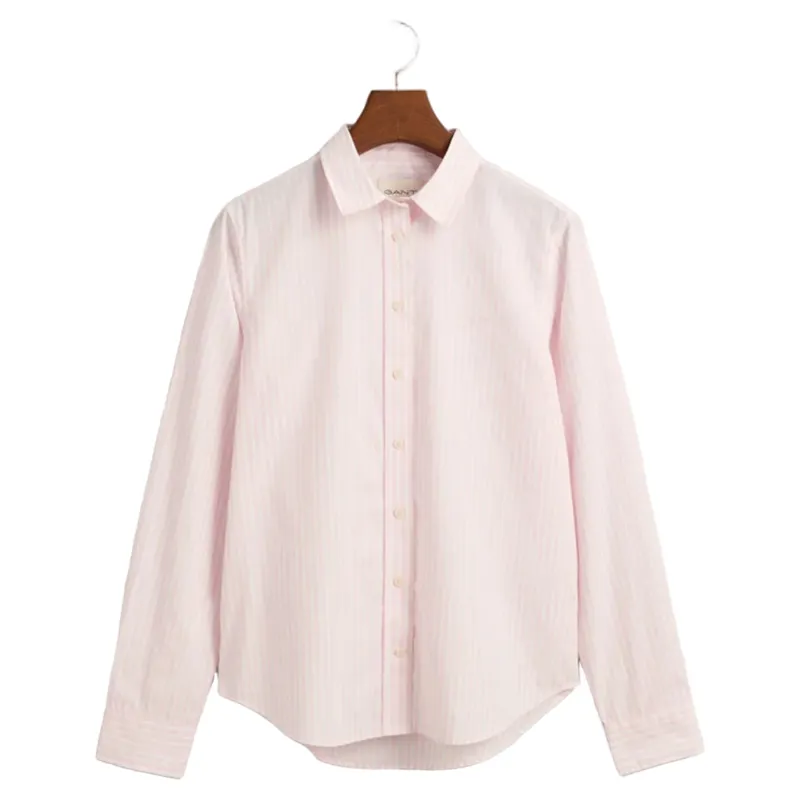 Gant Ladies Regular Fit Classic Striped Poplin Shirt Light Pink