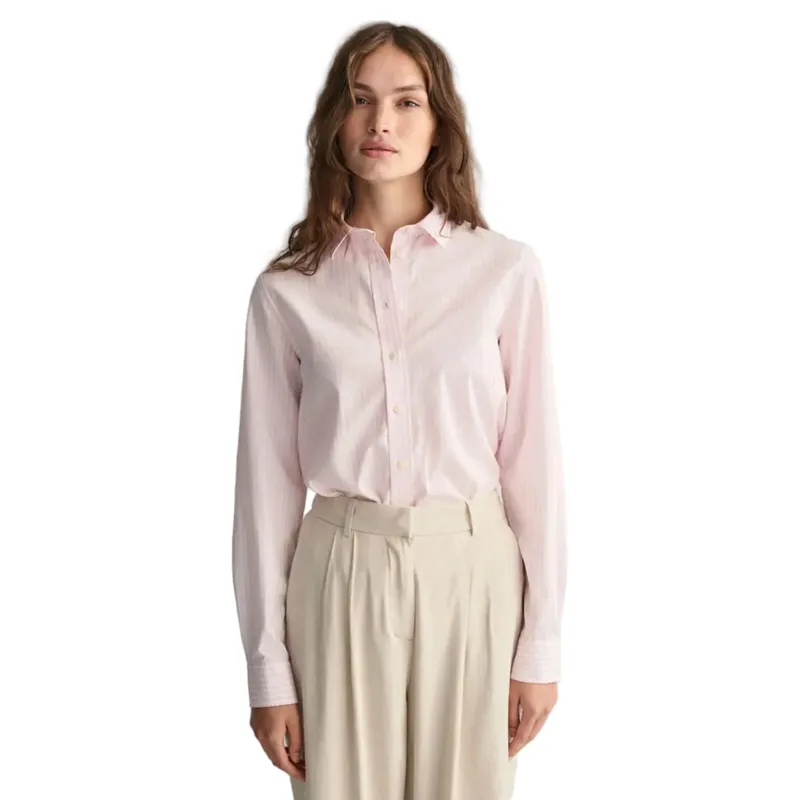 Gant Ladies Regular Fit Classic Striped Poplin Shirt Light Pink-5
