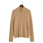 Gant Lambswool Cable Knit Half-Zip Sweater in Khaki Melange