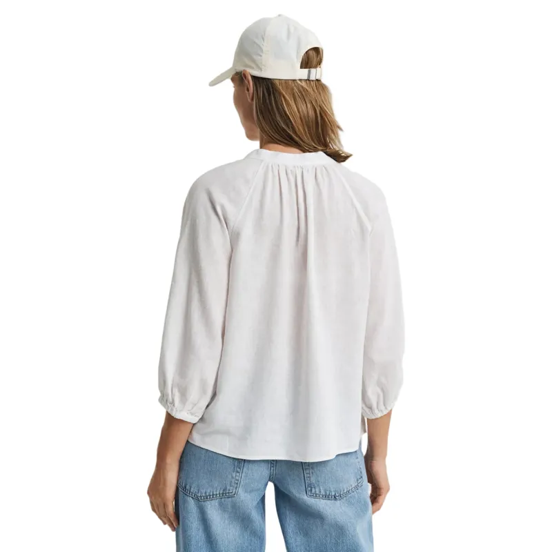 Gant Linen Short Sleeve Blouse White-2