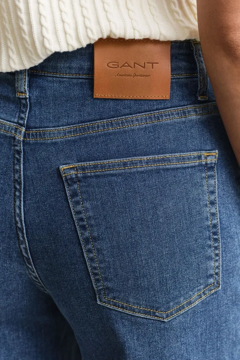 Gant Nautical Flare Jeans in Mid Blue-5