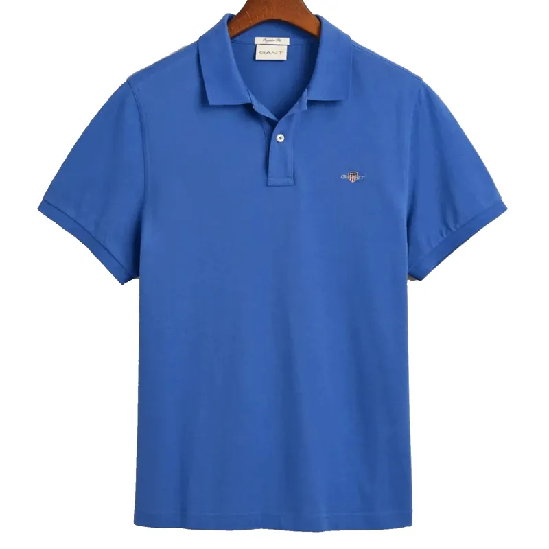 Gant Regular Fit Shield Pique Polo Shirt Rich Blue