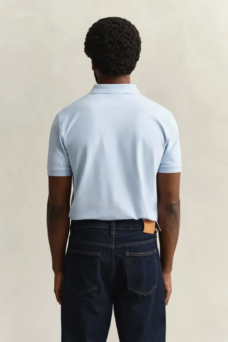 Gant Reg Contrast Pique Short Sleeve Polo in Fresh Blue-4