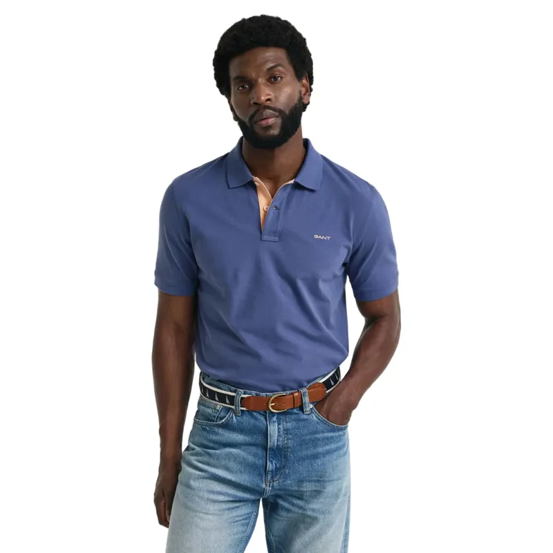 Gant Reg Contrast Pique SS Polo Dusty Navy-1
