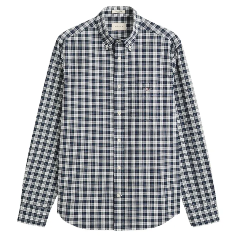 Gant Reg Poplin Check Shirt in Dark Emerald
