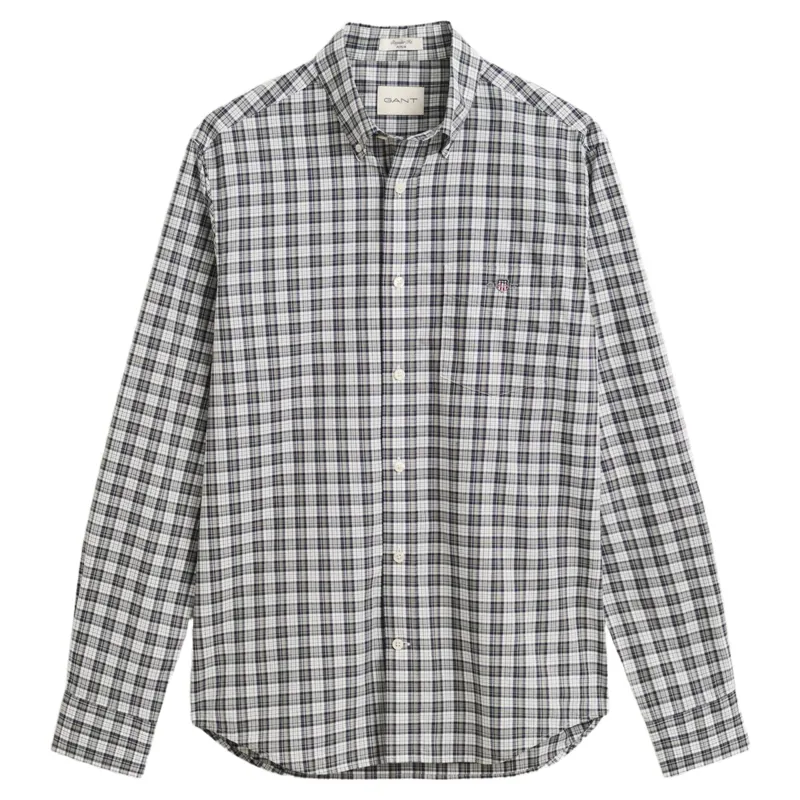 Gant Reg Poplin Check Shirt in Mist Taupe