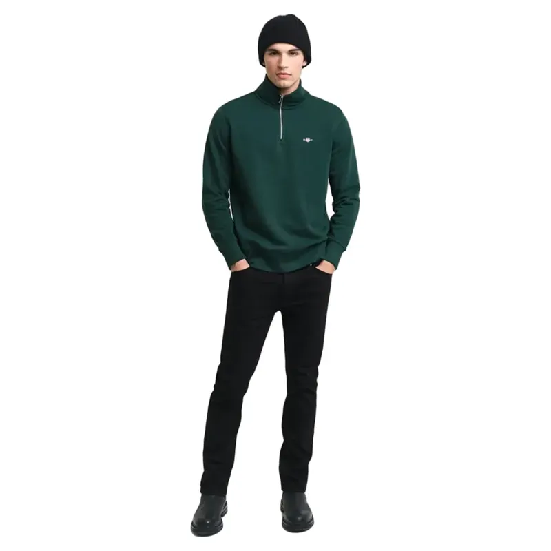 Gant Reg Shield Half Zip Sweat Tartan Green-3
