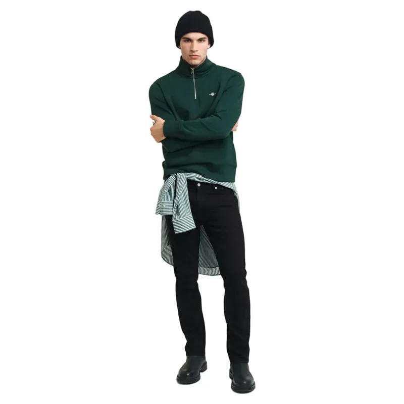 Gant Reg Shield Half Zip Sweat Tartan Green-4