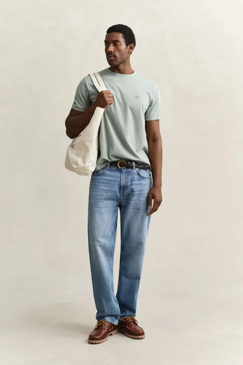 Gant Reg Shield SS T-Shirt in Ceramic Grey-2