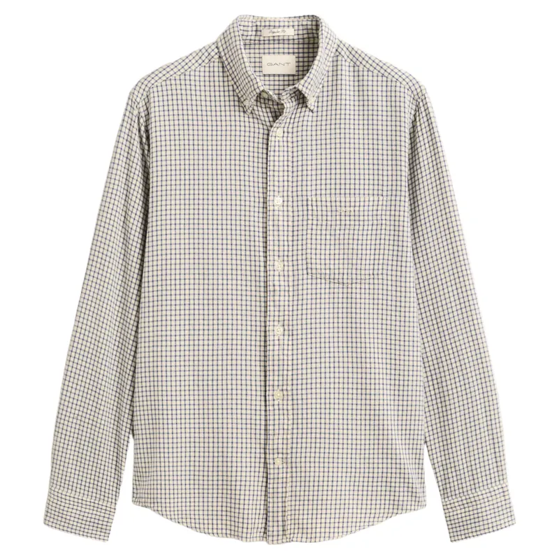 Gant Reg Windblown Flannel Check Shirt in Blue Horizon