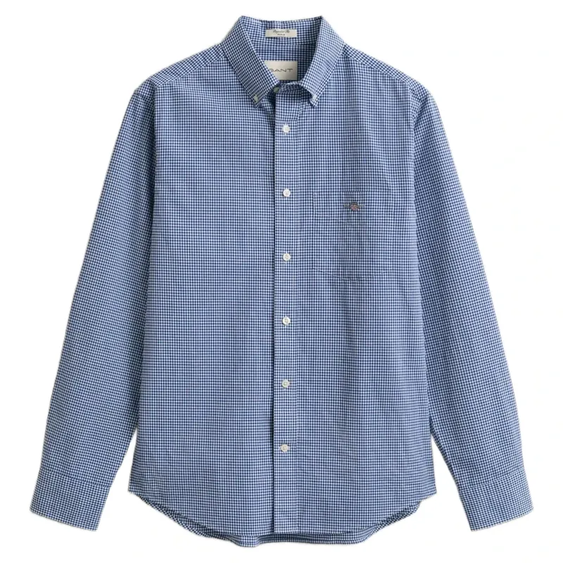 Gant Regular Classic Poplin Gingham Shirt in College Blue
