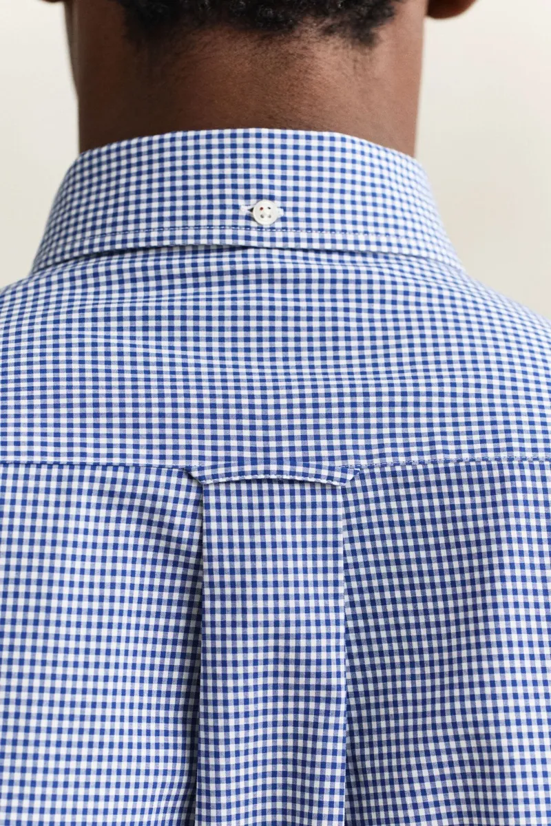 Gant Regular Classic Poplin Gingham Shirt in College Blue-3