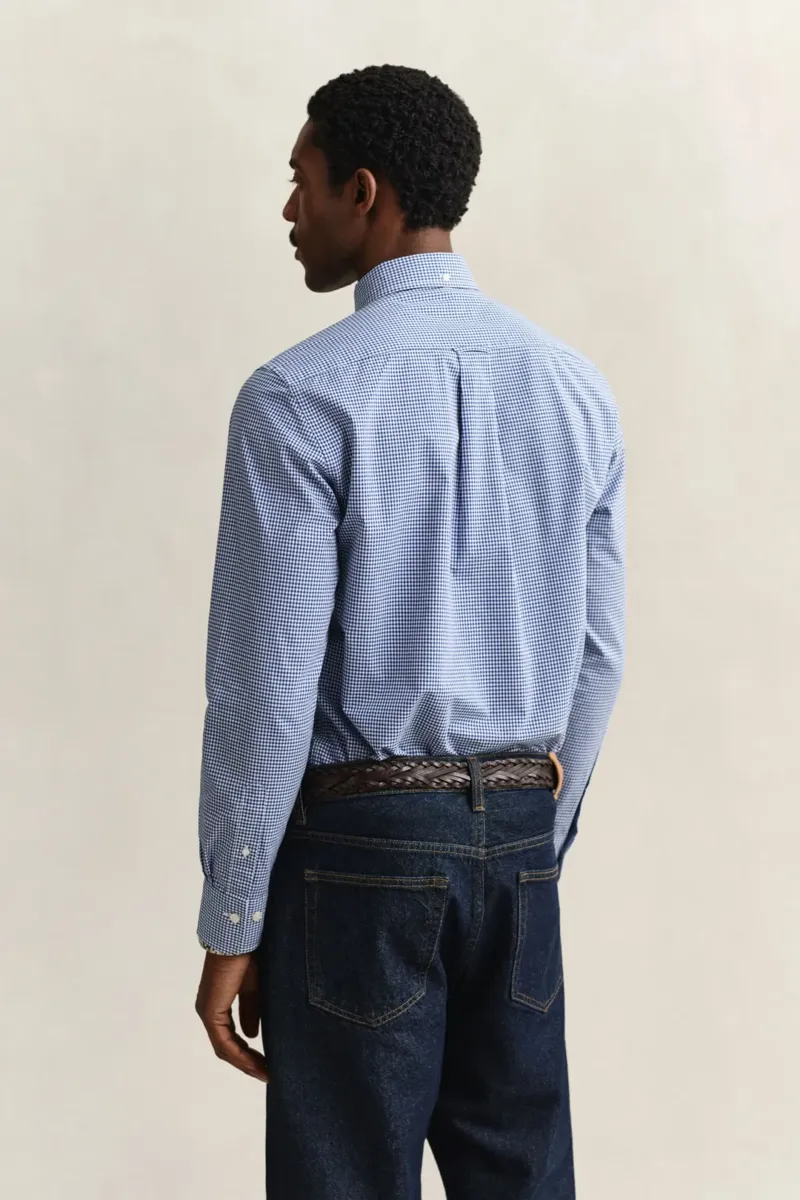Gant Regular Classic Poplin Gingham Shirt in College Blue-5