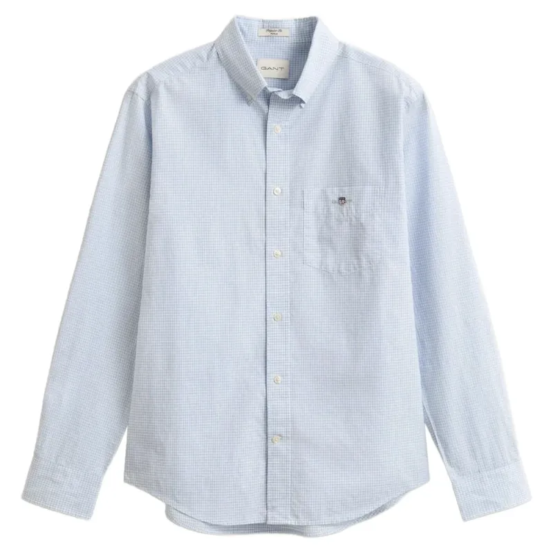 Gant Regular Classic Poplin Gingham Shirt in Light Blue