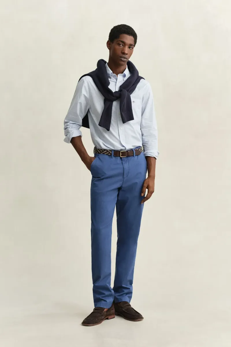 Gant Regular Classic Poplin Gingham Shirt in Light Blue-2