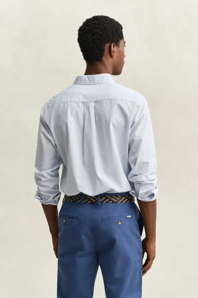 Gant Regular Classic Poplin Gingham Shirt in Light Blue-5