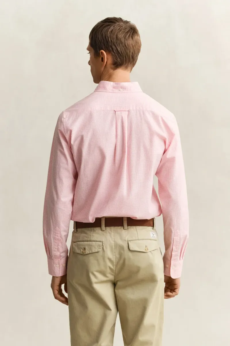 Gant Regular Classic Poplin Gingham Shirt in Washed Pink-5