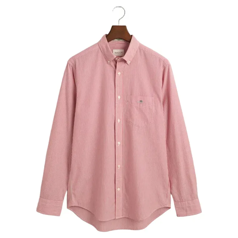 Gant Regular Fit Banker Stripe Poplin Shirt Ruby Red