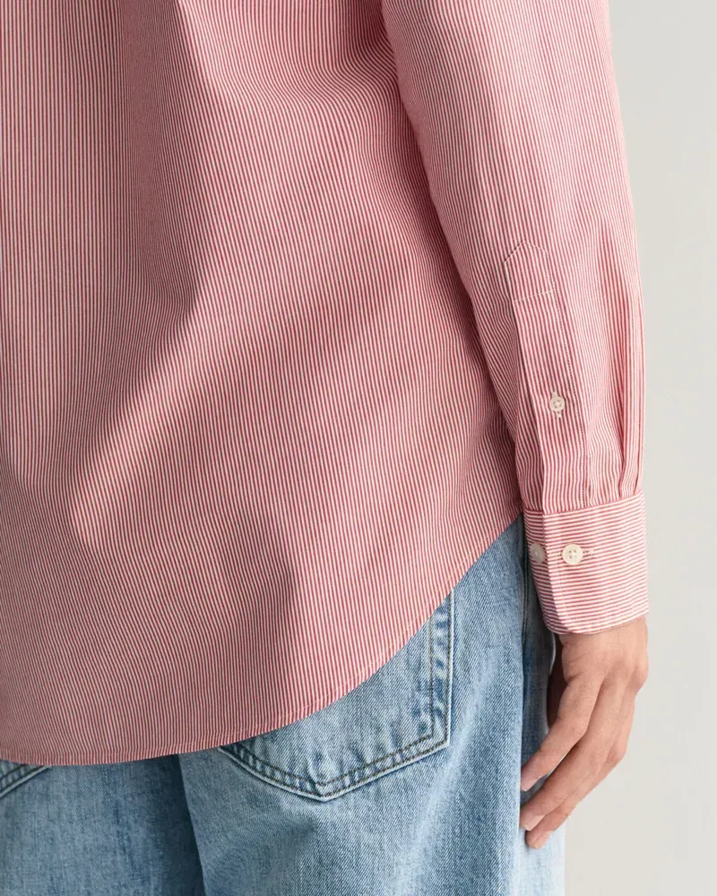 Gant Regular Fit Banker Stripe Poplin Shirt Ruby Red-3