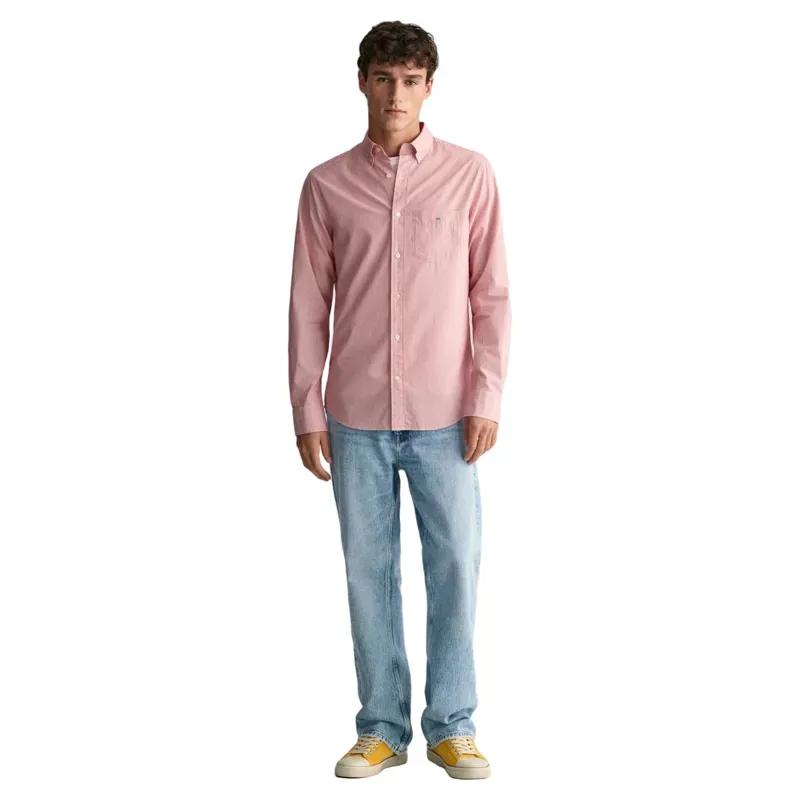 Gant Regular Fit Banker Stripe Poplin Shirt Ruby Red-4