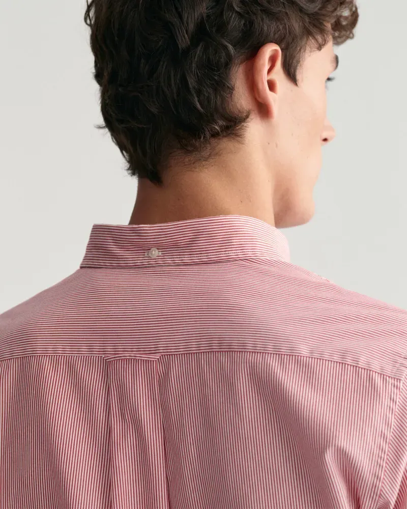 Gant Regular Fit Banker Stripe Poplin Shirt Ruby Red-5