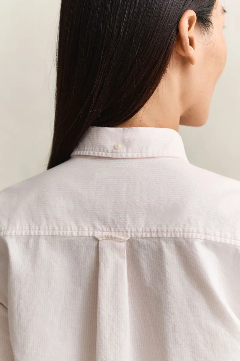 Gant Regular Fit Classic Oxford Striped Shirt in Apricot Pink-3
