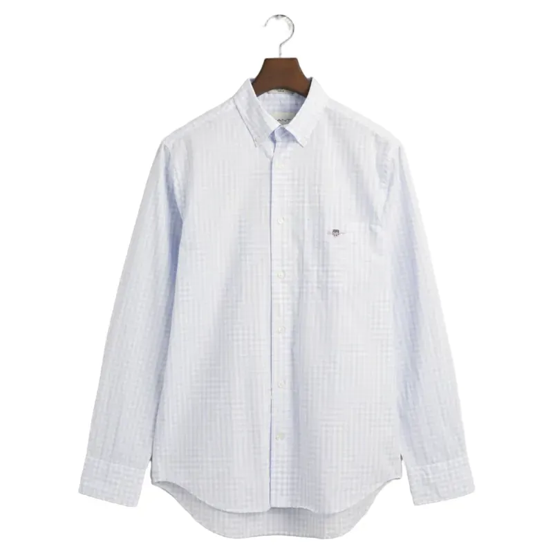 Gant Regular Fit Gingham Poplin Shirt Light Blue