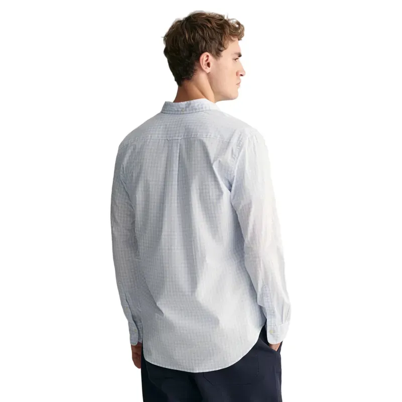 Gant Regular Fit Gingham Poplin Shirt Light Blue-2