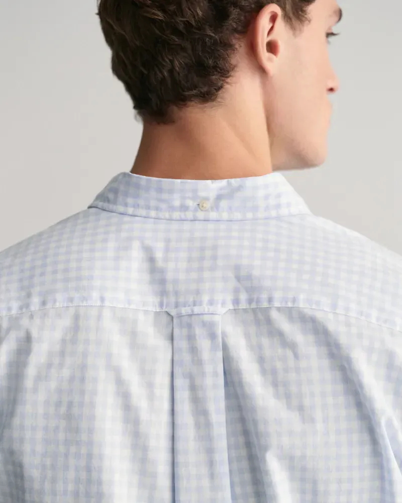 Gant Regular Fit Gingham Poplin Shirt Light Blue-3