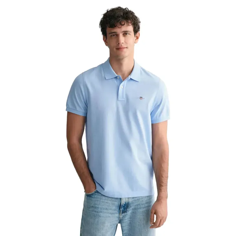 Gant Regular Fit Shield Pique Polo Shirt Capri Blue-1