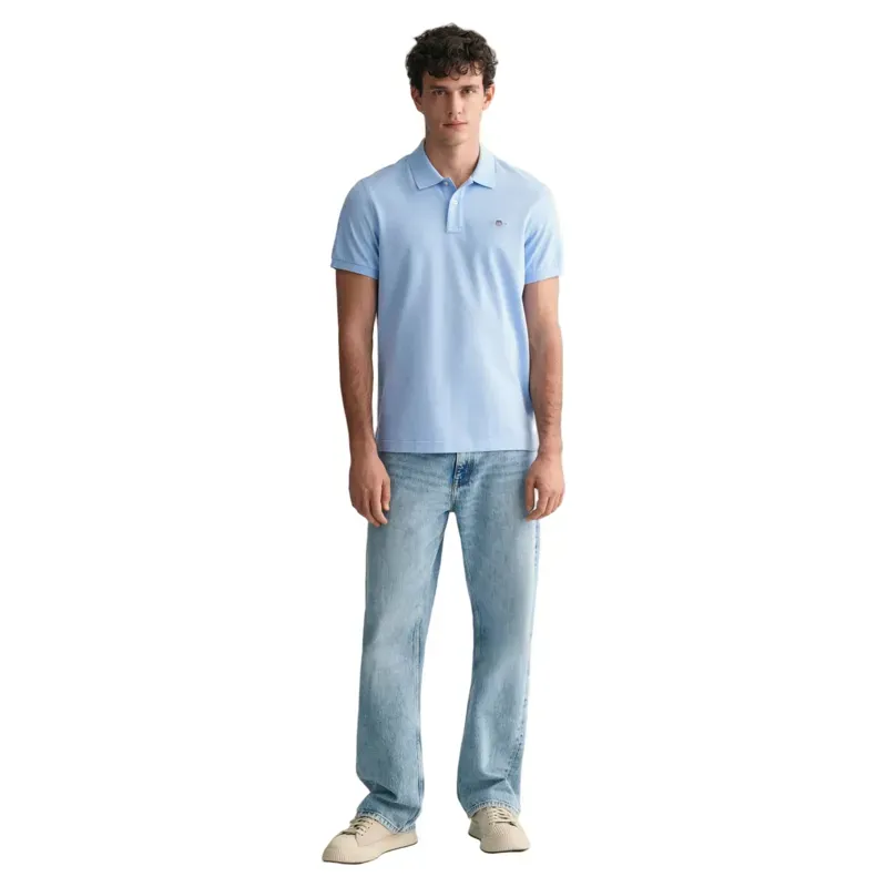 Gant Regular Fit Shield Pique Polo Shirt Capri Blue-3