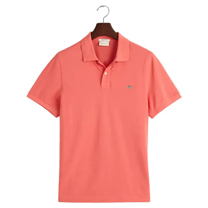 Gant Regular Fit Shield Pique Polo Shirt Sunset Pink